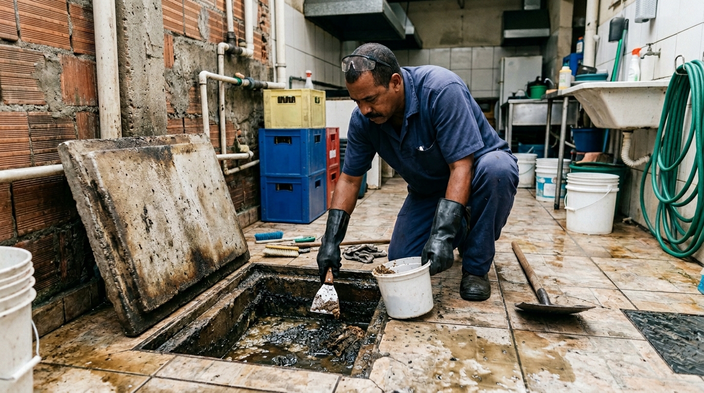Limpeza de caixa de gordura residencial em Canoas‑RS